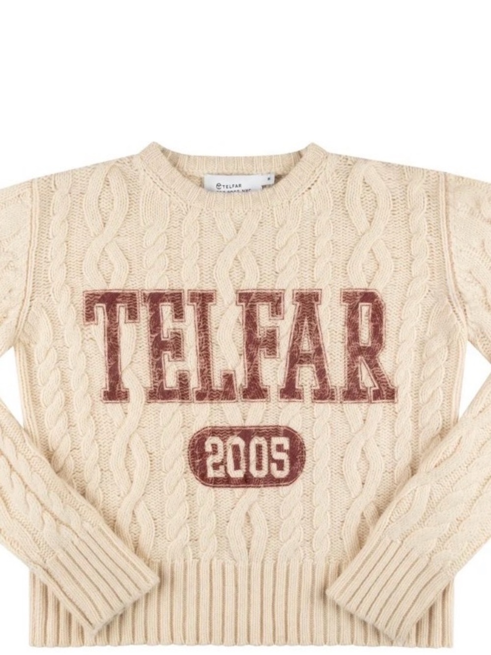 NWT Telfar Cable Knit Thumbhole Sweater in Off White; Size XS